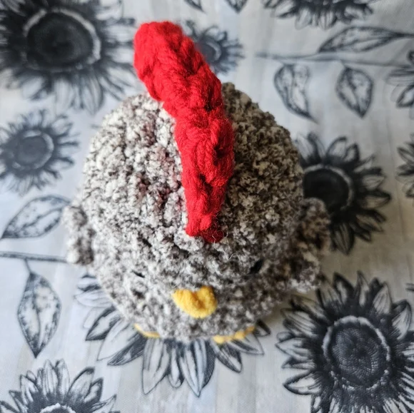 Crochet Black Speckled Rooster Amigurumi Plushie - Picture 10 of 16